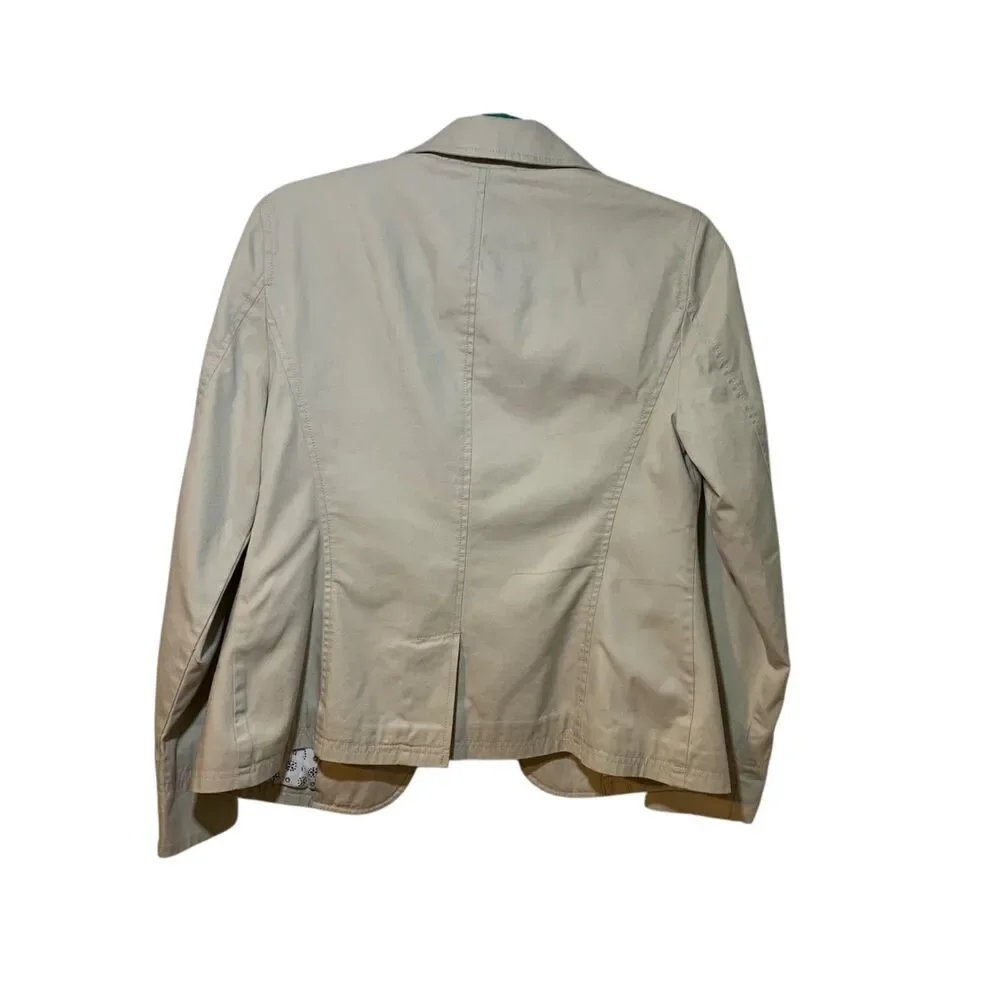 LL Bean Womens Twill Khaki 3 Button Preppy Outdoor Blazer Jacket 10P Office